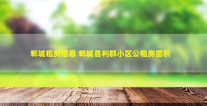 郸城租房信息 郸城县利群小区公租房面积